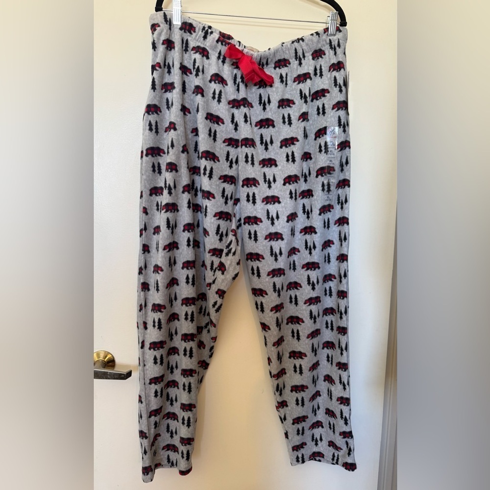 NWT Grey Print Buckhorn River Microfleece Lounge Pants with Pockets in XL